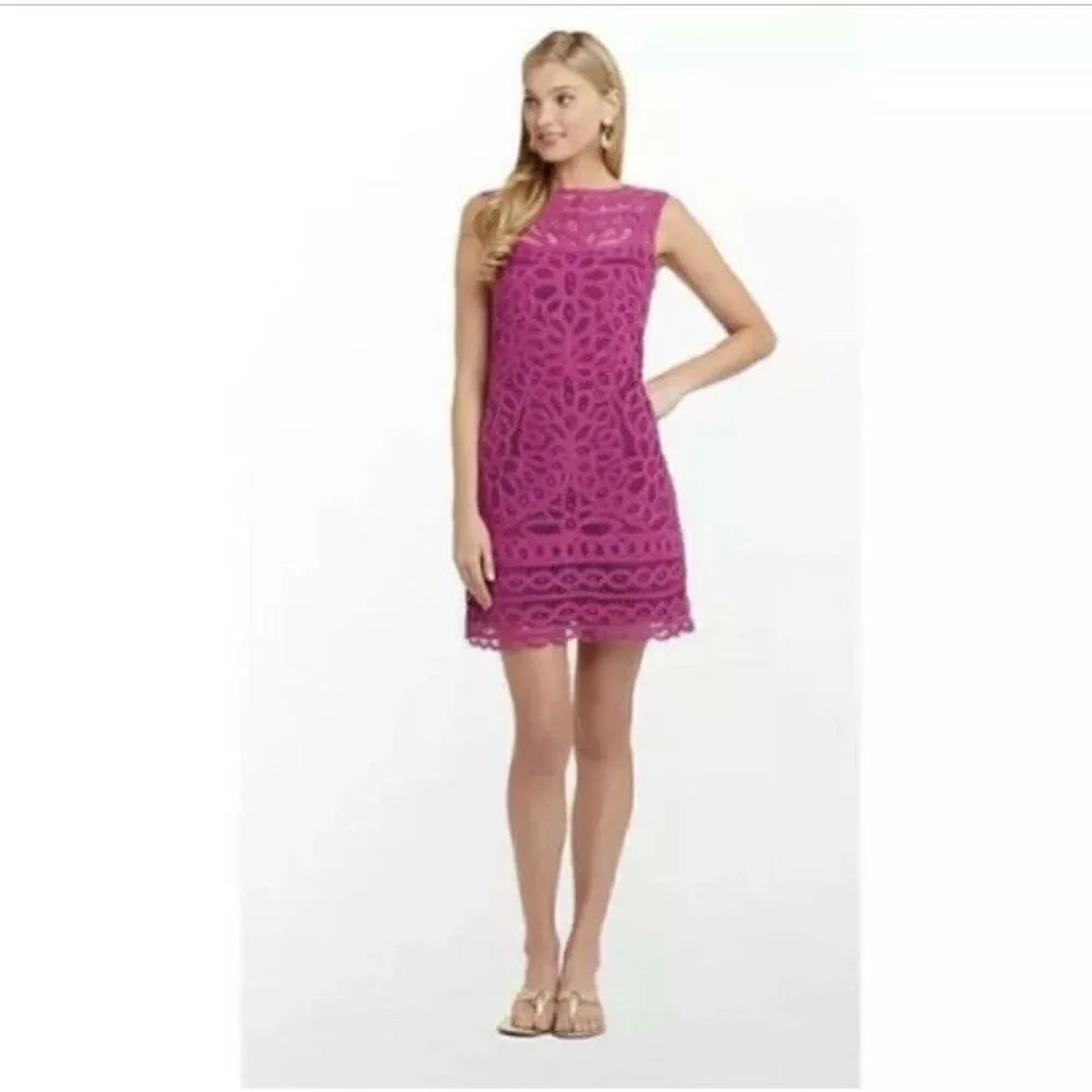 Lilly Pulitzerย Womenโs Tabitha Dress Batt It Up Lace PansyโPurple SizeโSmall